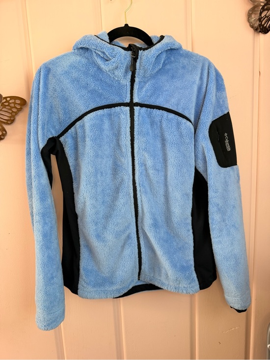 Titanium Jackets & Blazers - Columbia Titanium Light Blue Sherpa Jacket with Black Trim SzL